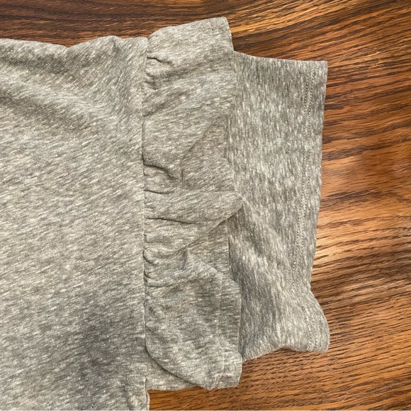 J. Crew Women’s Short Sleeve Ruffle Cotton Blend Gray Top Tee T-Shirt Size Large - Picture 2 of 4